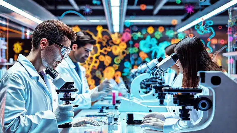 Ciencia moderna con tecnología avanzada y colaboración