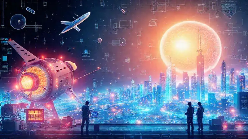 Herramientas y tecnología aeroespacial futurista