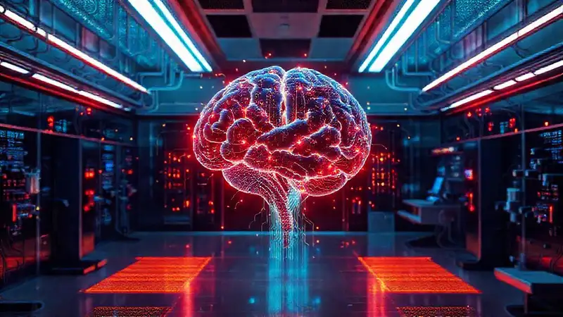 Laboratorio futurista con redes neuronales avanzadas
