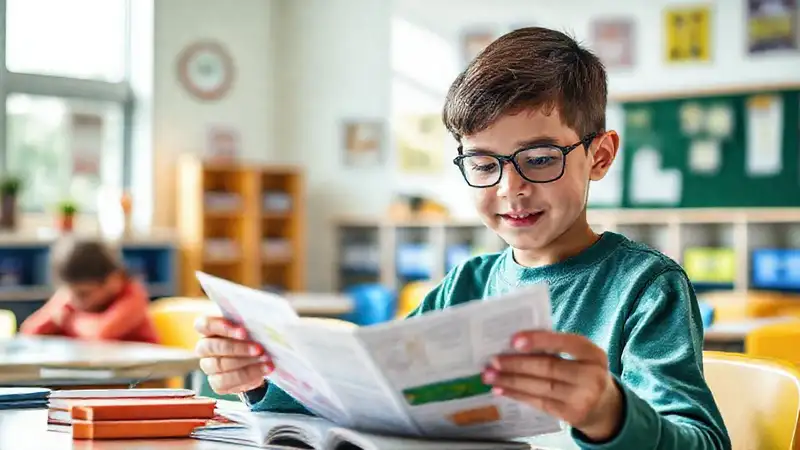 Estudiante aprendiendo con tarjetas en clase activa