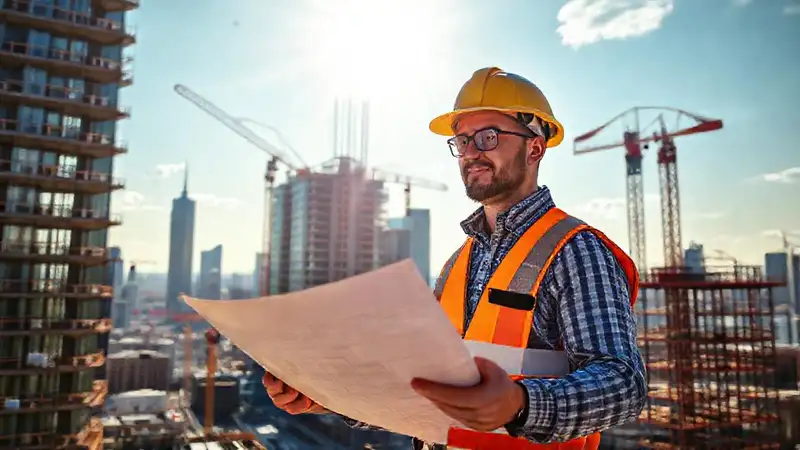 Ingeniero civil en obra moderna y segura