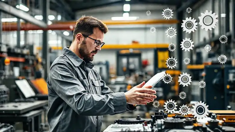 Ingeniero mecánico en taller industrial moderno