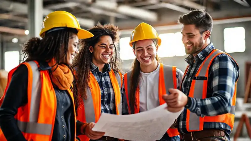 Practicante de ingeniería trabaja en equipo
