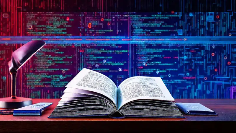 Libros y circuitos con estilo moderno y vibrante