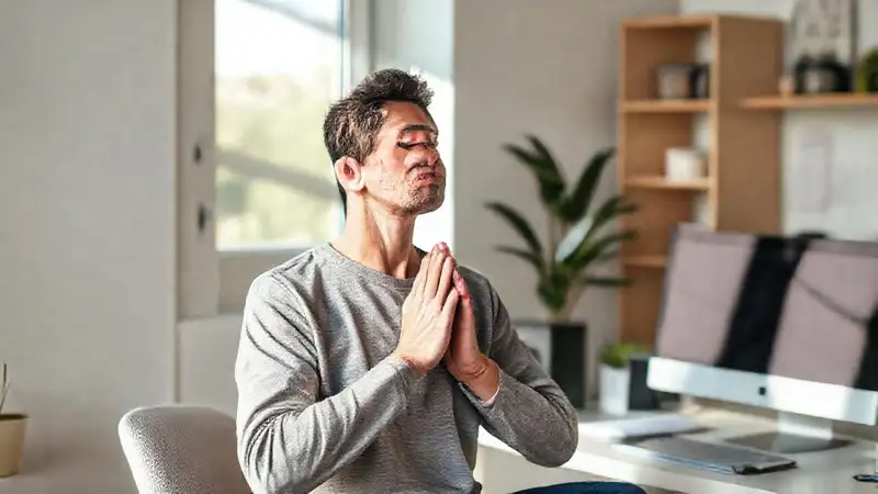 Persona meditando en ambiente tranquilo y sereno