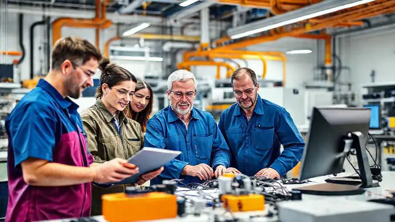 Ingenieros en laboratorio, tecnología y colaboración