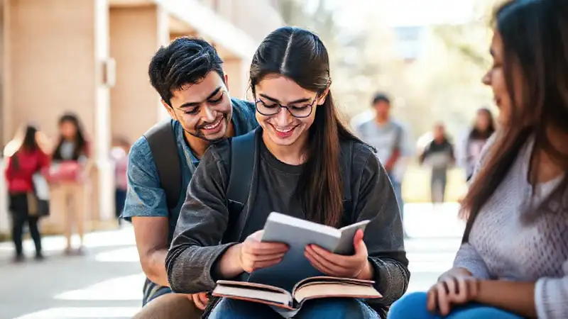 Estudiante tranquilo apoya a amigos con positivismo