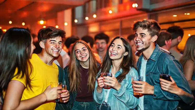 Estudiantes universitarios disfrutando en una fiesta