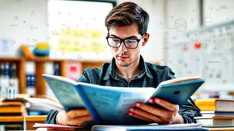 Estudiante de ingeniería estudiando en aula luminosa