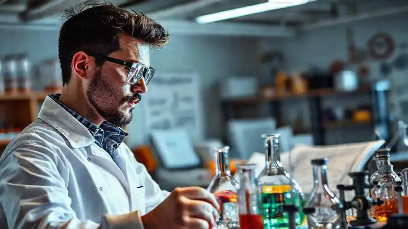 Estudiante de ingeniería en laboratorio moderno e inspirador