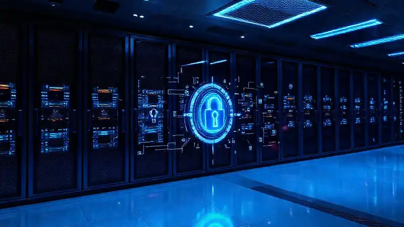 Sala segura con tecnología futurista y digital