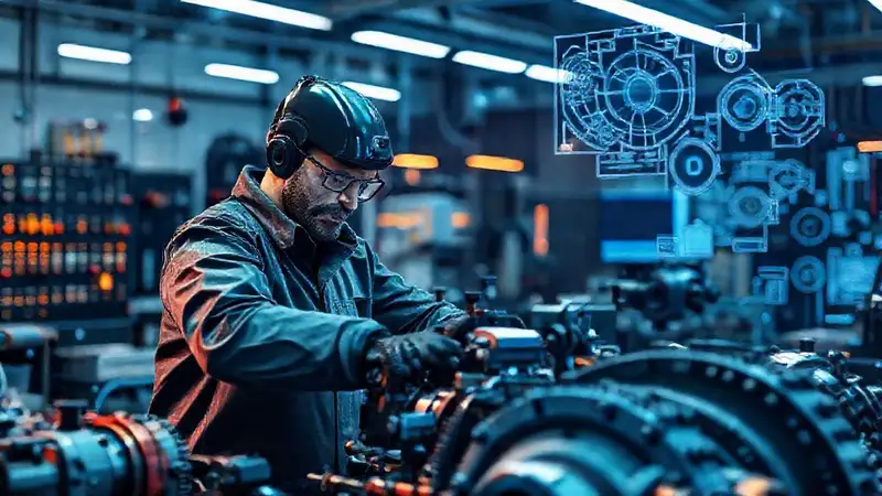 Ingeniero mecánico en entorno virtual avanzado