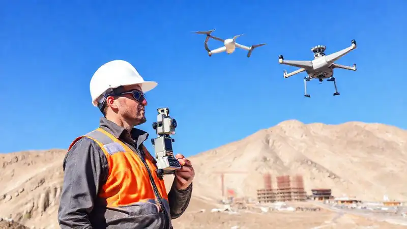 Ingeniero civil usa tecnología en terreno montañoso