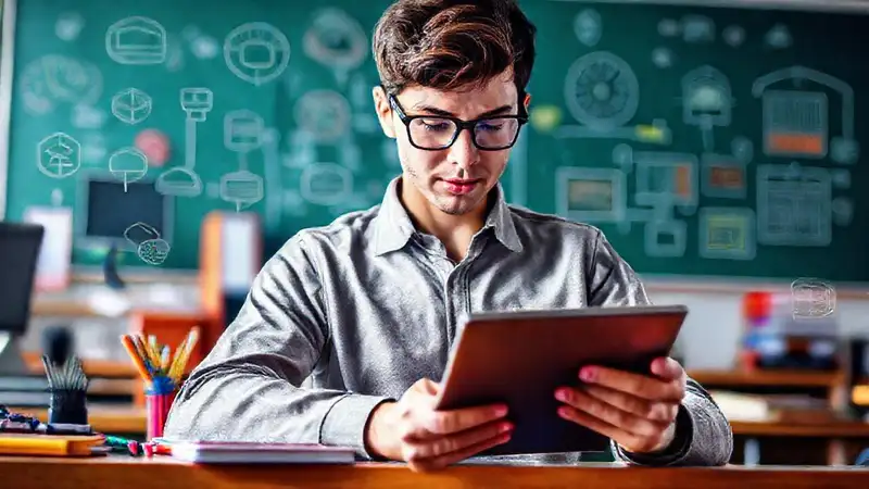 Estudio moderno con notas coloridas y clara