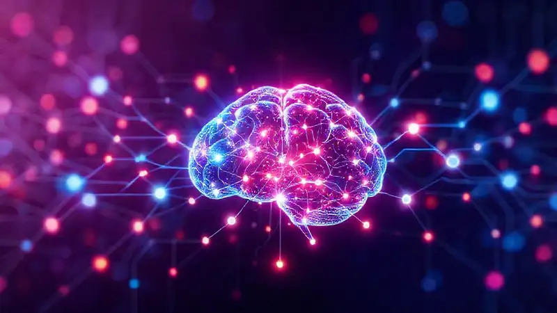 Red neuronal futurista con conexiones brillantes