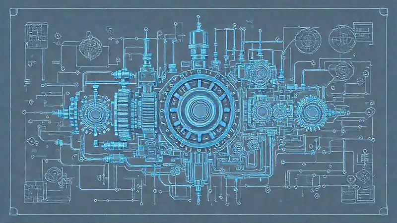 Ilustración de sistema de control mecánico futurista