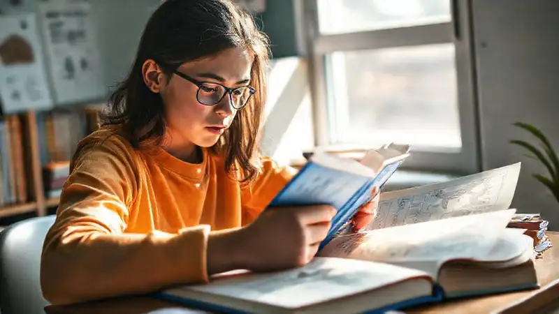 Estudiante estudia en ambiente inspirador y organizado