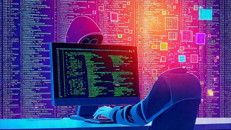 Hacker estudia algoritmos en entorno digital