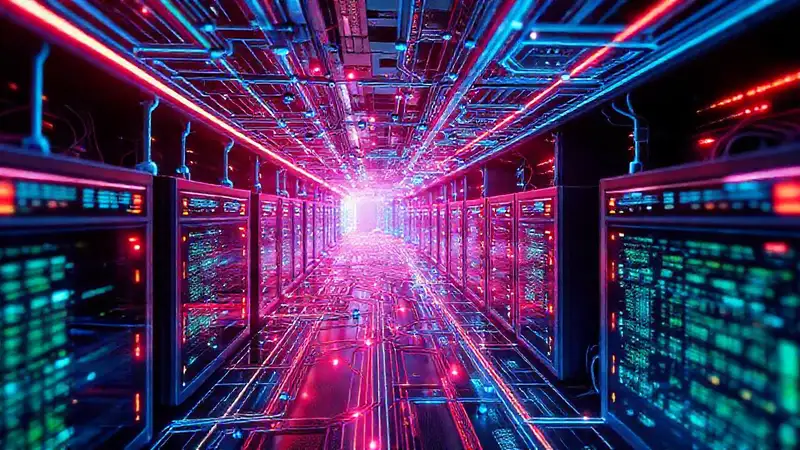 Red de computadoras futurista y moderna