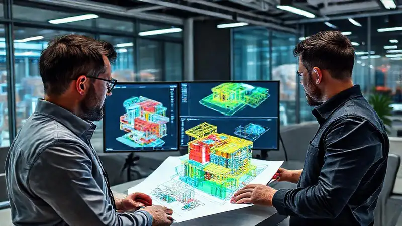 Ingenieros analizan modelos 3D en software especializado