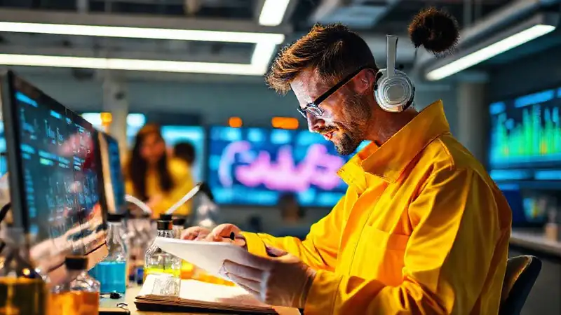 Ingeniero motivado en laboratorio innovador y colaborativo