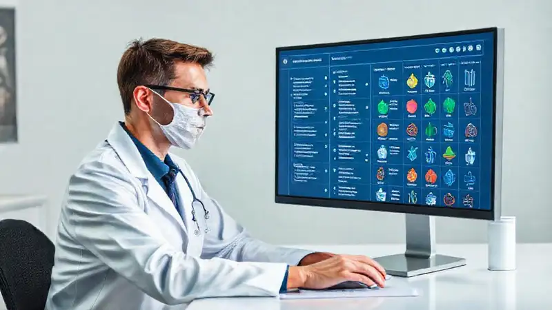 Ingeniero biomédico en escritorio con tecnología avanzada