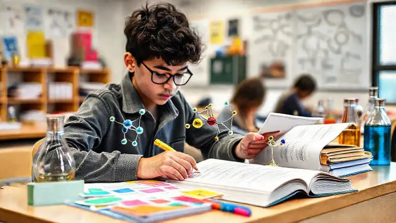 Material de estudio y ambiente de aprendizaje vibrante