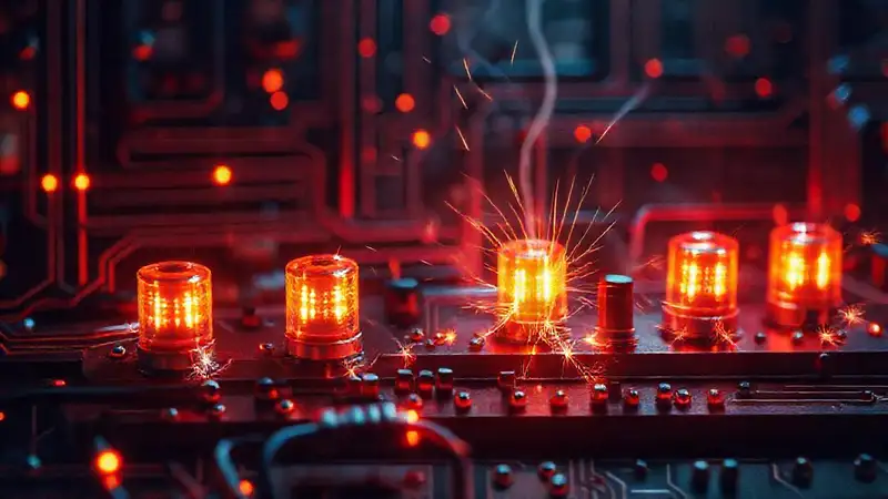 Circuito eléctrico con resistencias y energía luminosa