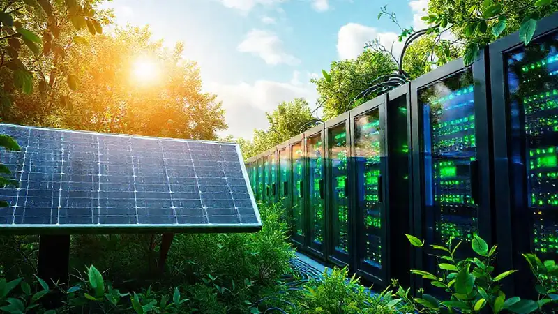 Centro de datos ecológico y eficiente con energía solar