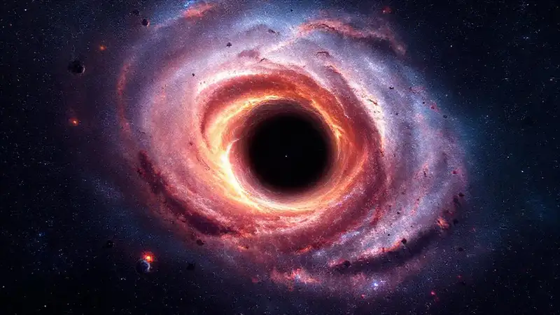 Galaxia futurista con núcleo brillante y nebulosa