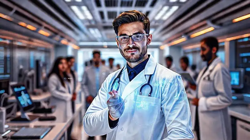 Ingeniero biomédico futurista en laboratorio innovador