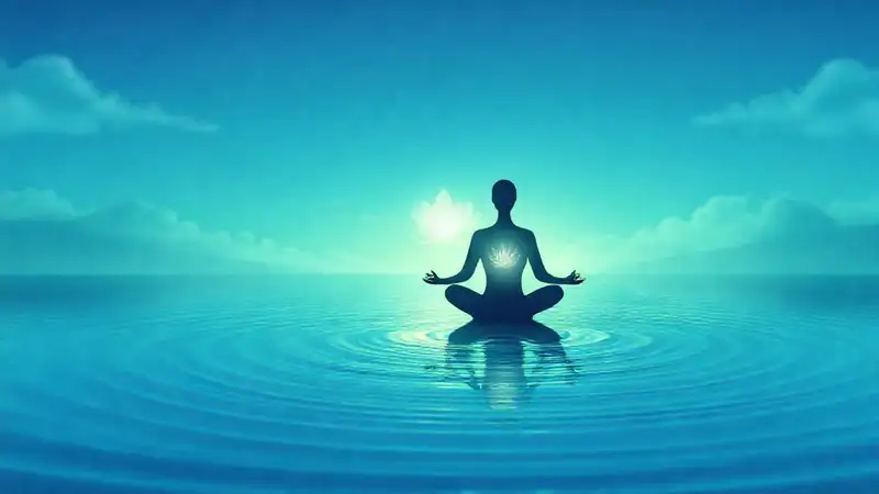 Persona tranquila meditando en entorno relajante digital
