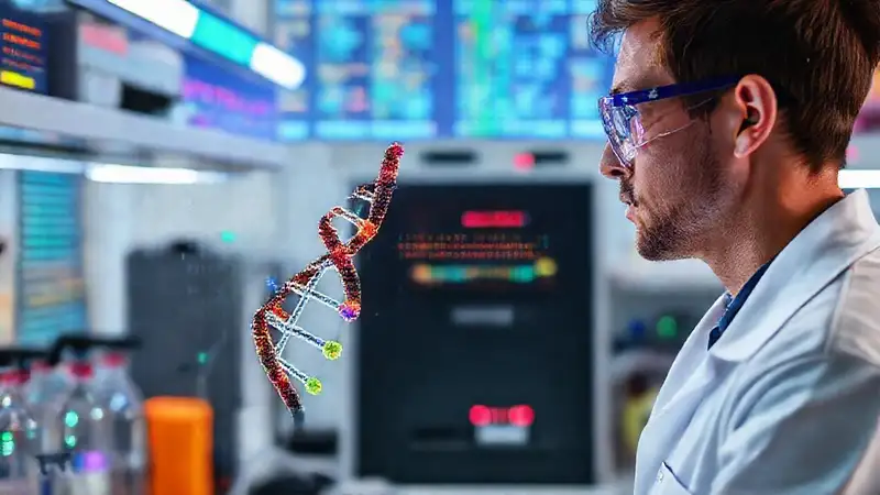 Científico estudia ADN en laboratorio innovador