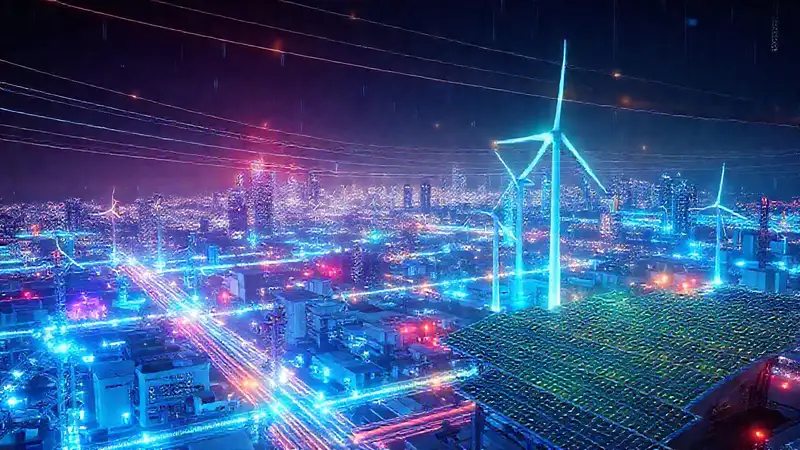 Red futurista de energía limpia y brillante