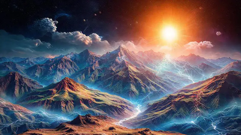 Paisaje natural con energía y colores vibrantes