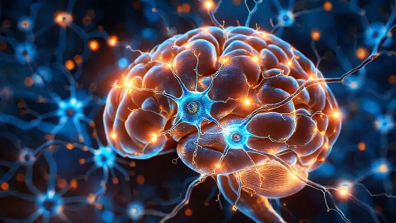 Neuronas activas y señales eléctricas brillantes