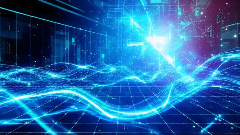 Campos energéticos futuristas con patrones geométricos brillantes