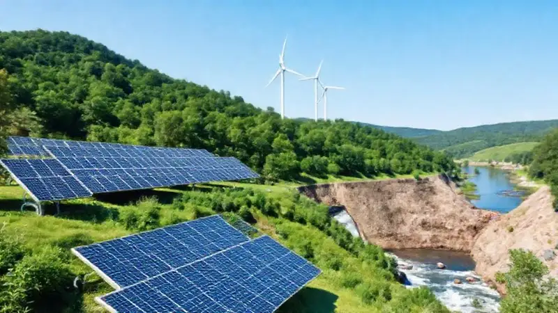 Energías renovables en paisaje ecológico vibrante