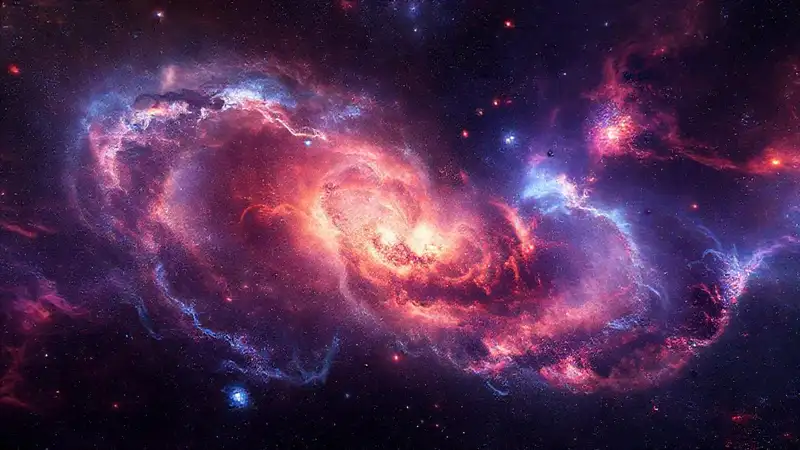 Arte digital de universo en expansión y estrellas