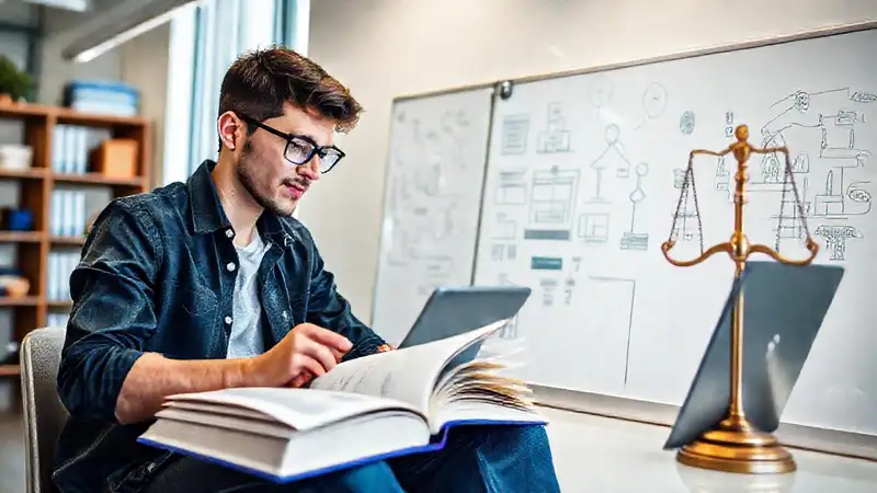 Estudiante estudia en espacio moderno y motivador
