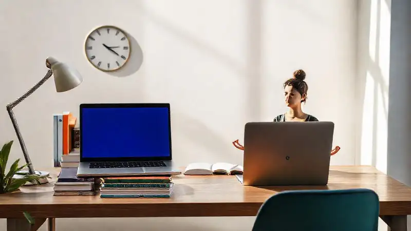Espacio ordenado con laptop