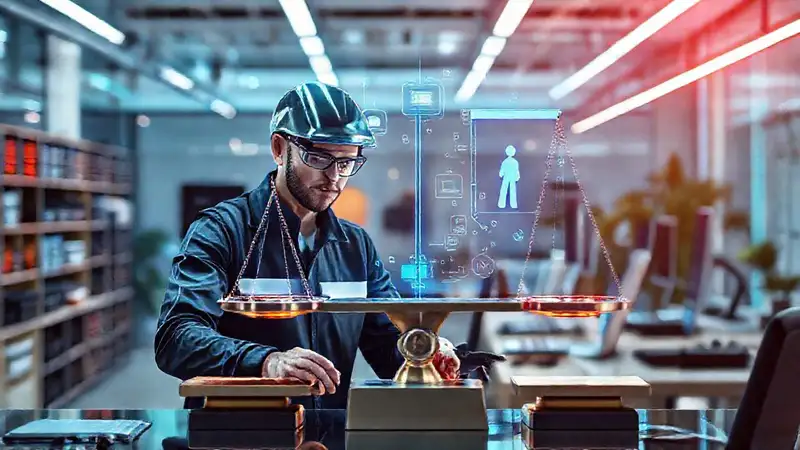 Ingeniero equilibra trabajo y vida en oficina futurista