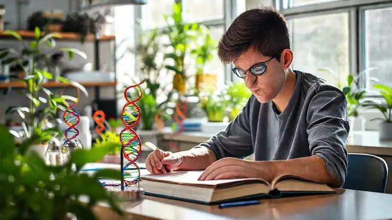 Estudiante estudia biología en un laboratorio