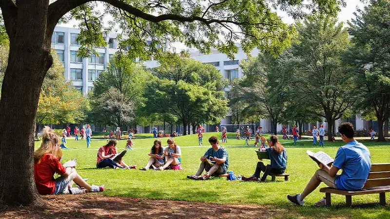 Estudiantes disfrutando en el campus universitario