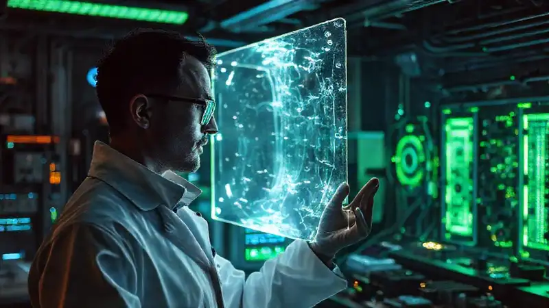 Dispositivo futurista de invisibilidad en laboratorio avanzado