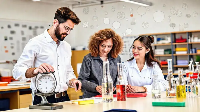 Estudiantes de ingeniería con equilibrio y salud