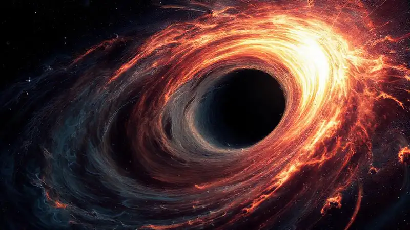 Disco de acreción negro con materia brillante