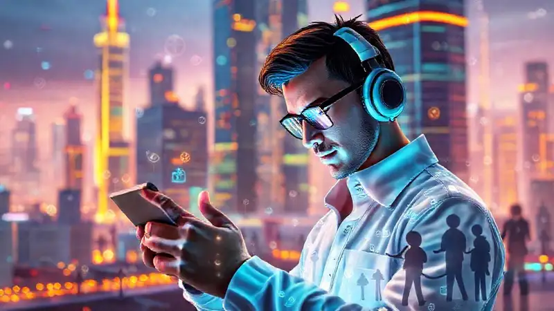 Ingeniero de tecnología codificando con ética futurista