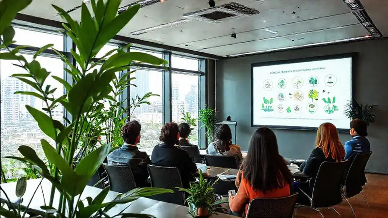 Reunión ecológica con estudiantes y plantas