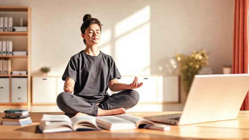 Estudiante estudiando en un ambiente relajado
